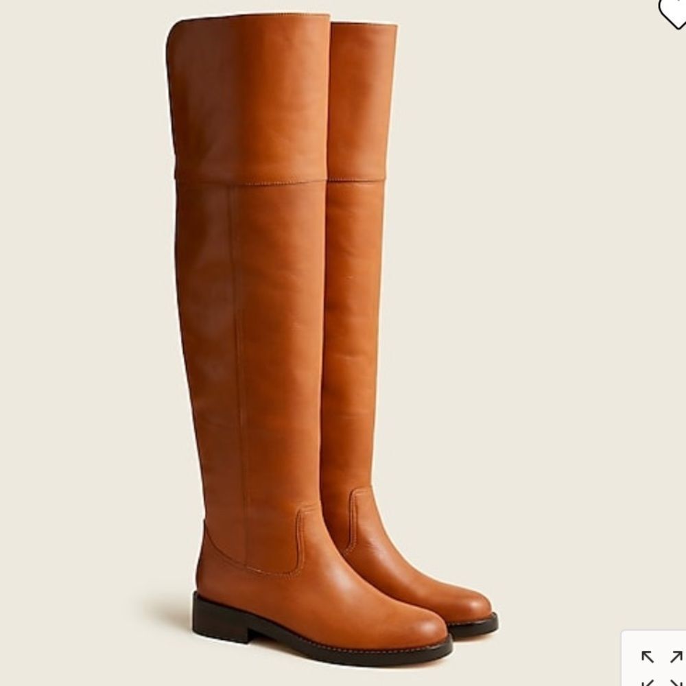 J. Crew Tall Over-the-Knee Leather Boots in Cognac Brown